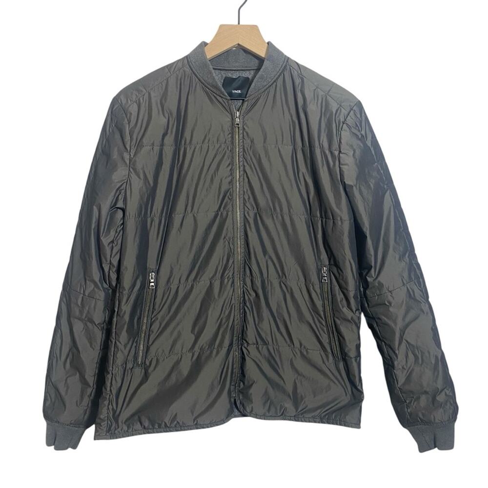 Vince Men’s Bomber Jacket Small Gray Lightweight Full Zip Minimalist